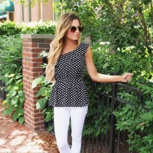 One Shoulder Polka Dot Top